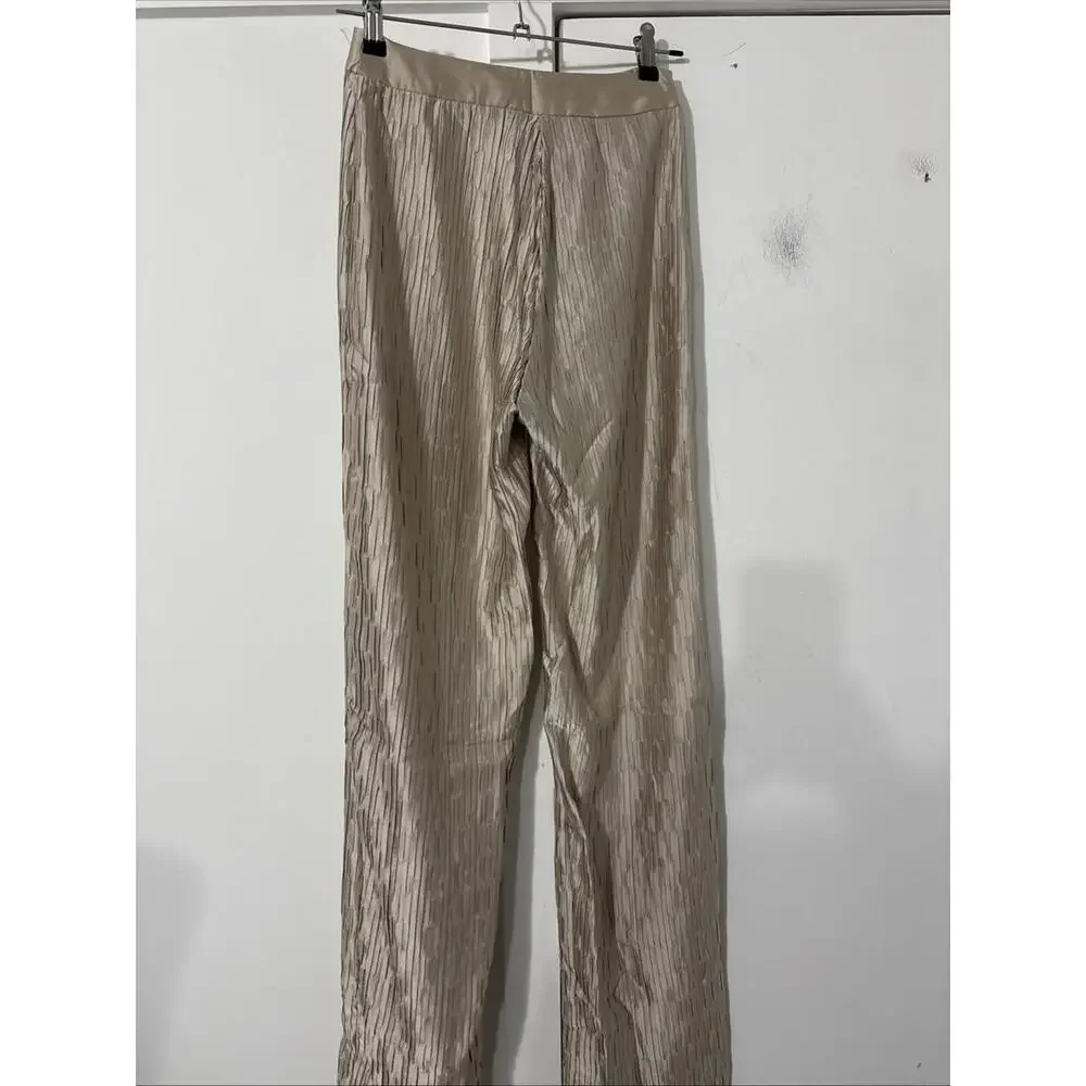PrettyLittleThing Oatmeal High Waisted Pisse Wide Leg Pants - Size 4‎ Tall New